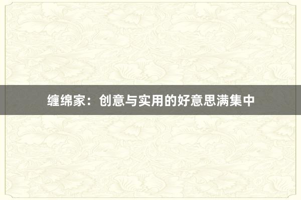 缠绵家：创意与实用的好意思满集中